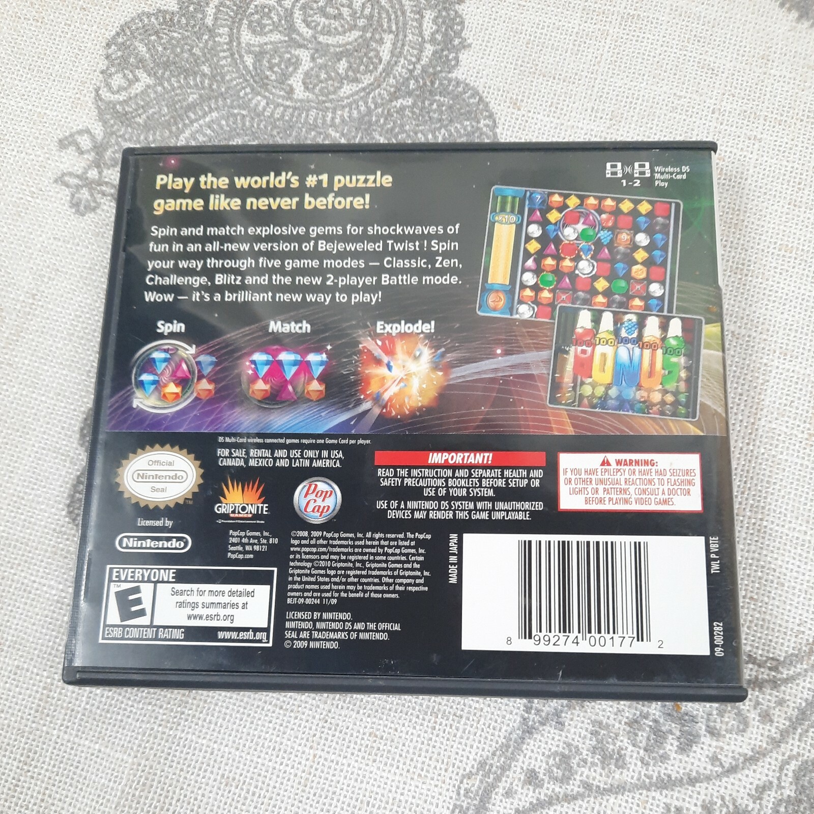NDS Bejeweled Twist for Nintendo DS (2010) 30 Day 100% Money Back Guarantee!
