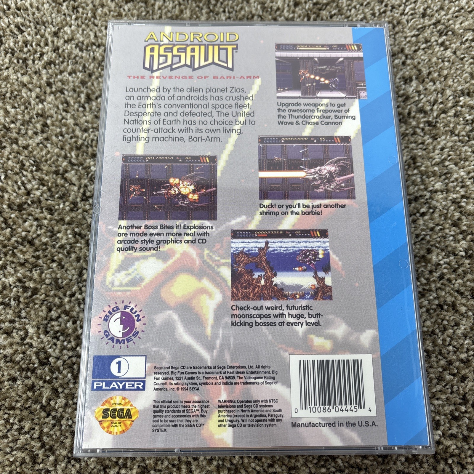 Android Assault: The Revenge of Bari-Arm (Sega CD) Complete w/ REG, SUPER Mint!