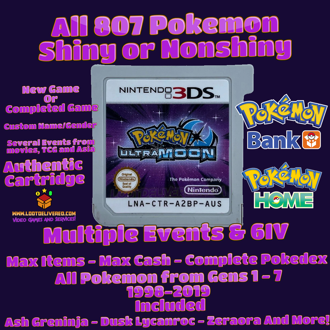 Pokemon Ultra Moon With All 807 + Event | Shiny or Nonshiny Generation 7 Pokemon