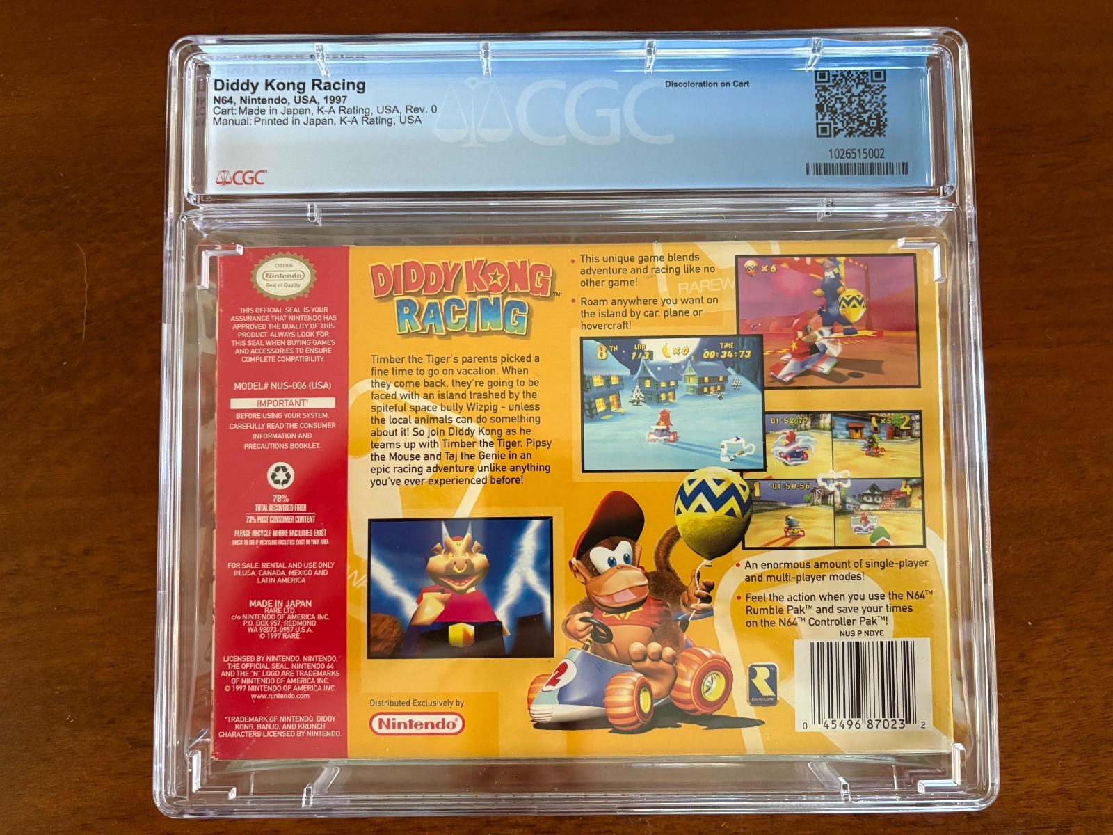 Diddy Kong Racing CGC 8.5 CIB Nintendo 64 N64 9.2 Box Manual Cart Graded Rare