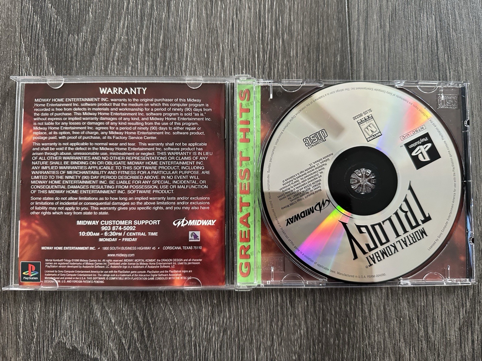 Mortal Kombat Trilogy (Sony PlayStation 1, 1996) Complete With Registration Card