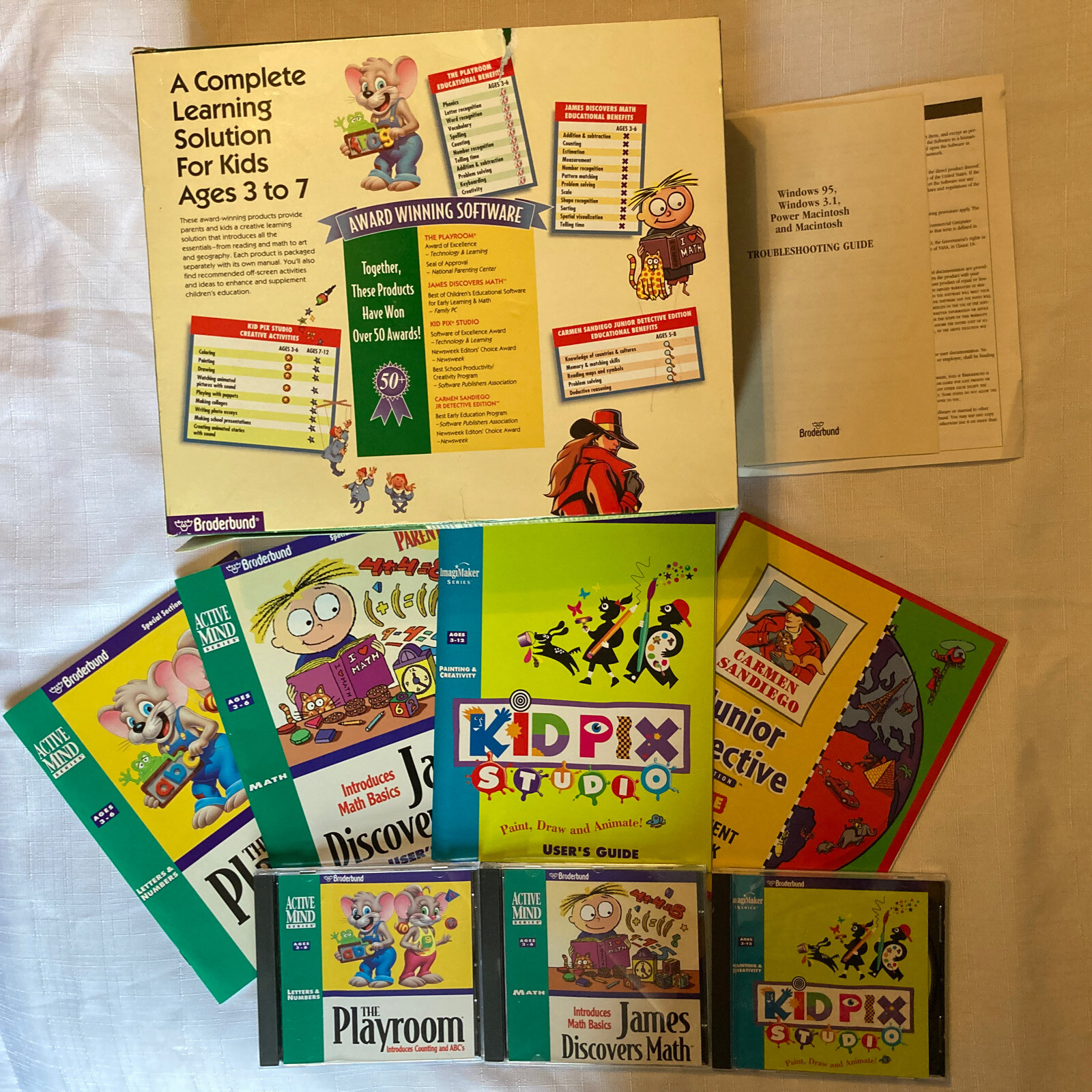 Brøderbund Learning Advantage Library CD-ROM Win 3.1 Win 95 Mac 3 of 4 Programs