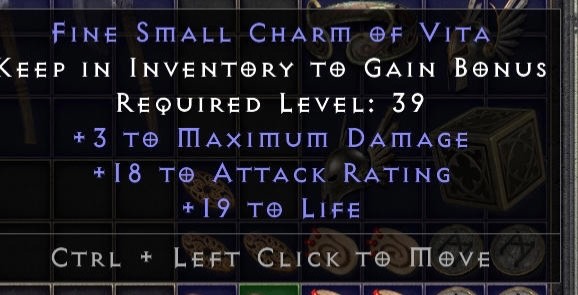D2R Diablo 2 Fine Small Charms Of Vita 3/18/19