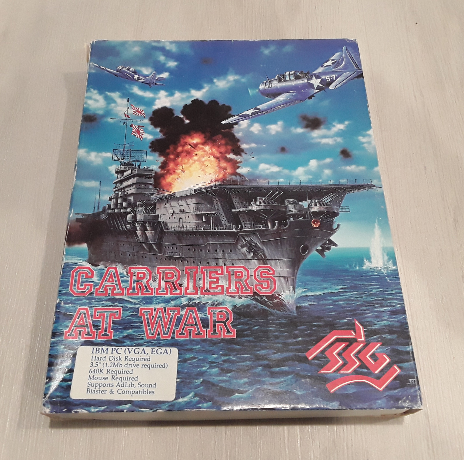 VTG 1991 Carriers At War Big Box IBM 3.5″ PC Video Game SSG INCLUDES MANUALS MAP