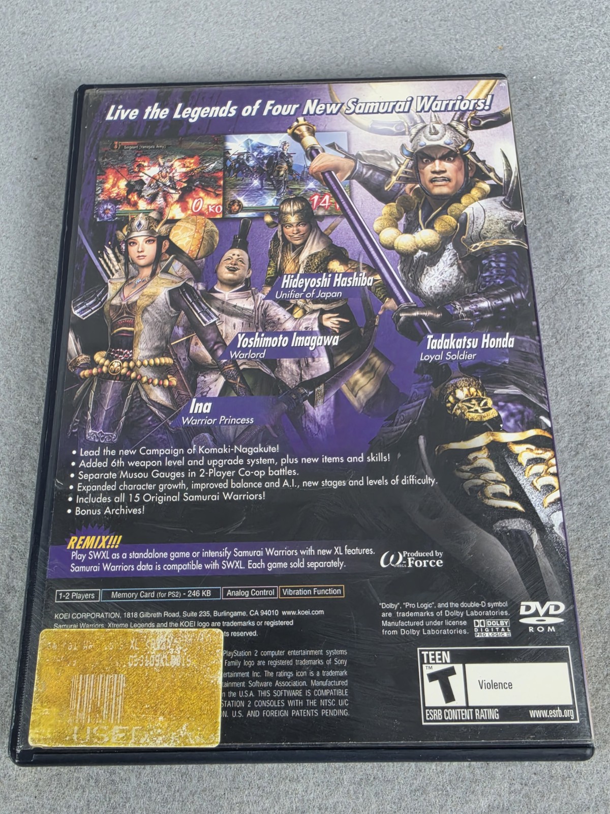 Samurai Warriors: Xtreme Legends (Sony PlayStation 2 PS2) w/ Manual