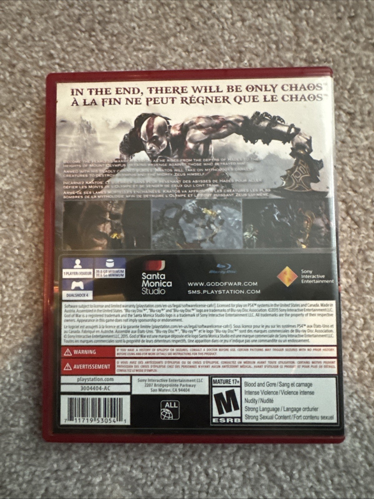 God of War 3 Remastered (PS4,2015) PlayStation Hits – No Manual – Tested