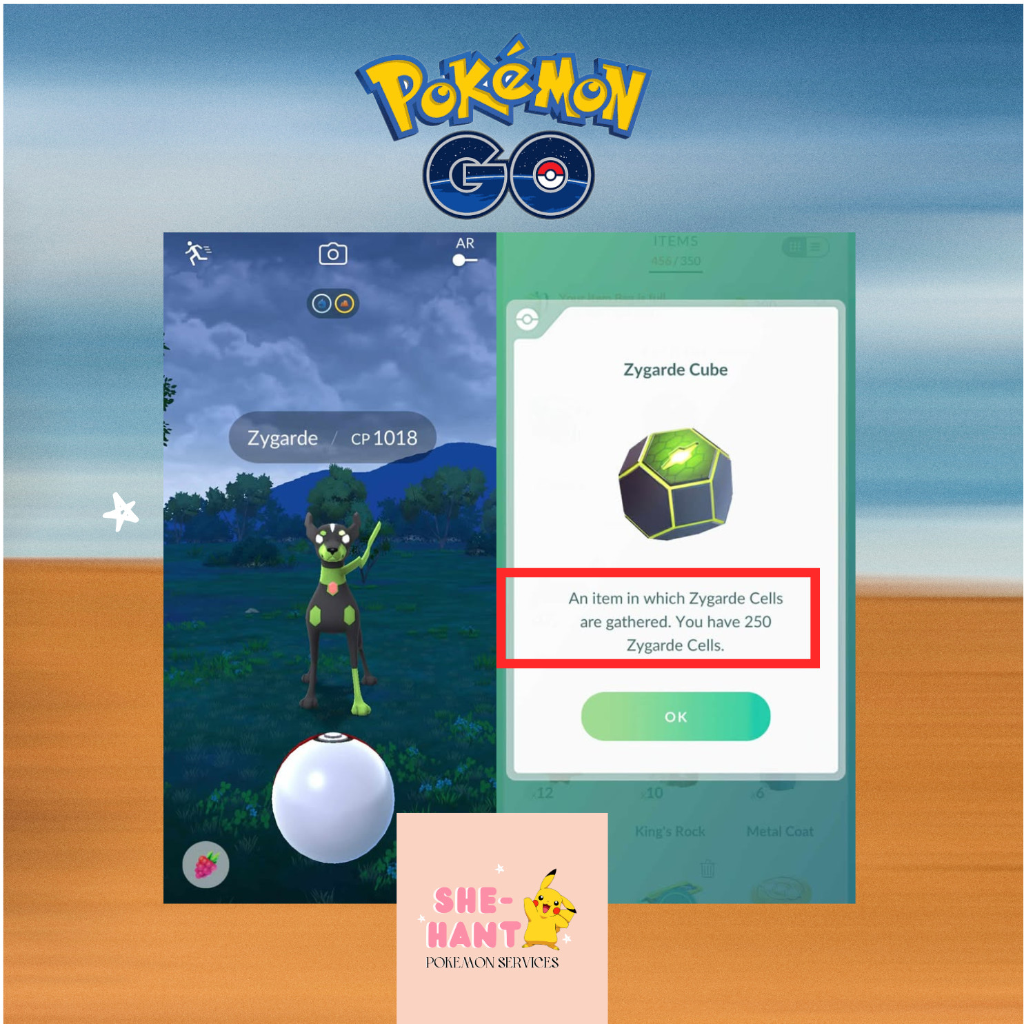 Pokémon Go❖❖Hundo Zygarde WITH 250 Cells Available-Mini P❖T❖C level 40