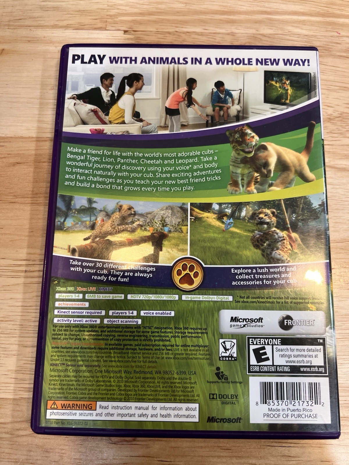 Microsoft Game Studios Kinectimals Xbox 360 Kinect Multiplayer Manual