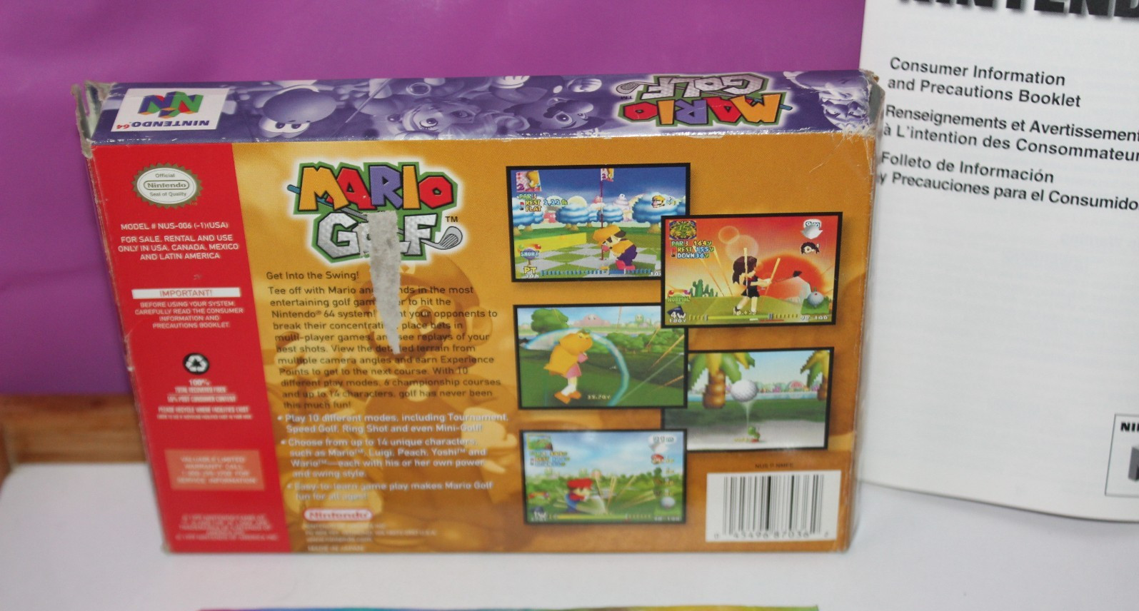 Nintendo 64 1999 Mario Golf Vintage Original Video Game NUS.006 W/ Box Booklet
