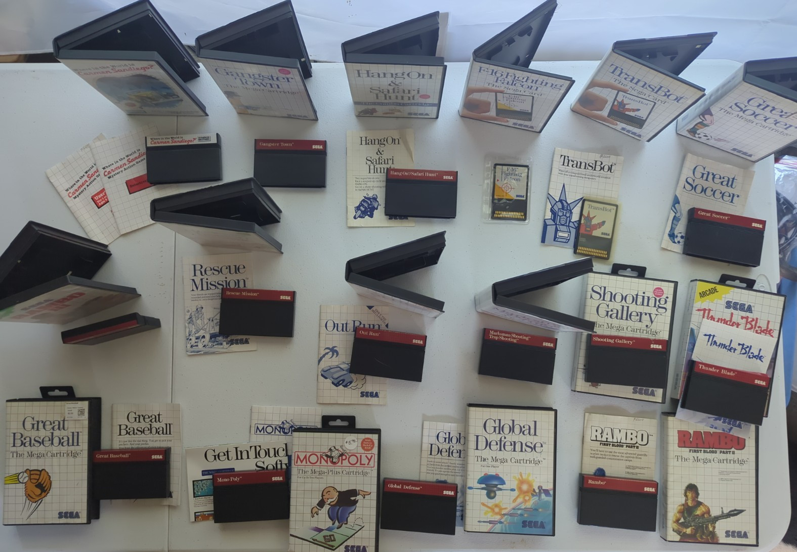 Boxed Sega Master System Large Lot #1 – Outrun, Transbot – 16 Games
