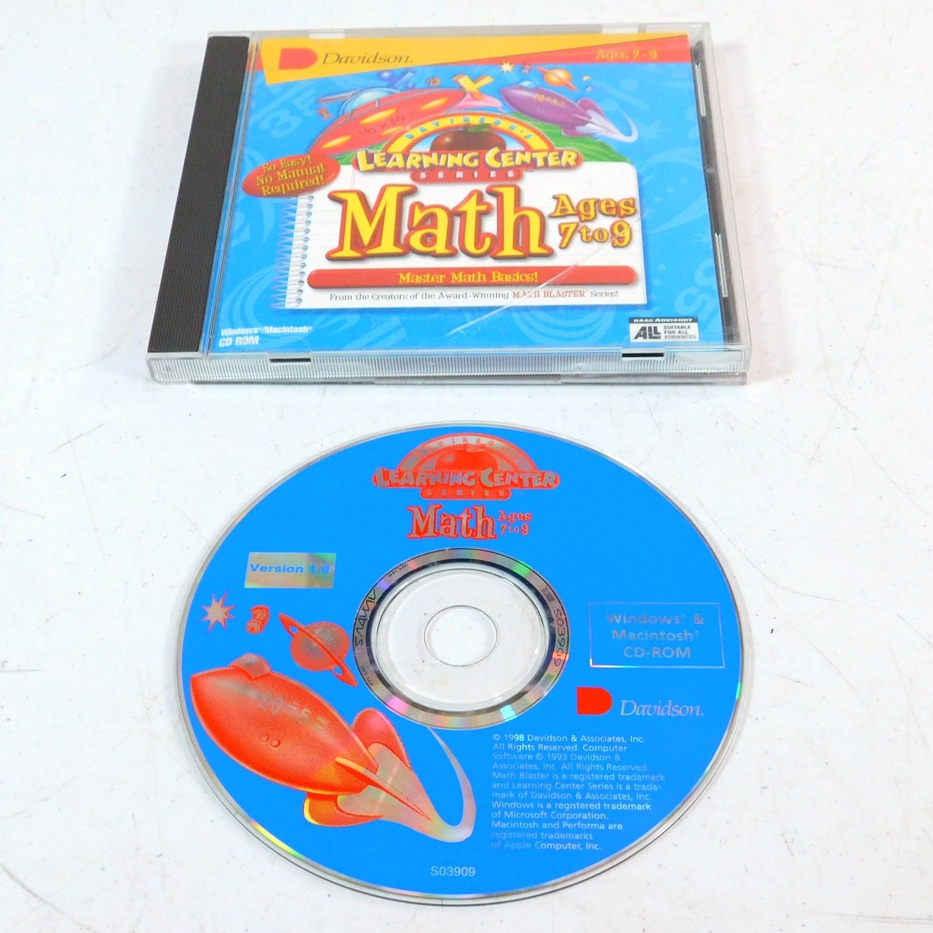 Davidson Learning Center Math Ages 7 To 9 PC CD ROM Game Tested 1998 Jewel Case