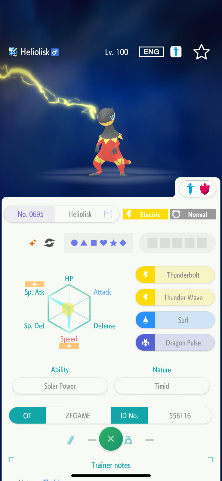 ✨6IV SHINY Heliolisk + EVS🚀 POKEMON HOME✨Champions✨Online delivery⚡