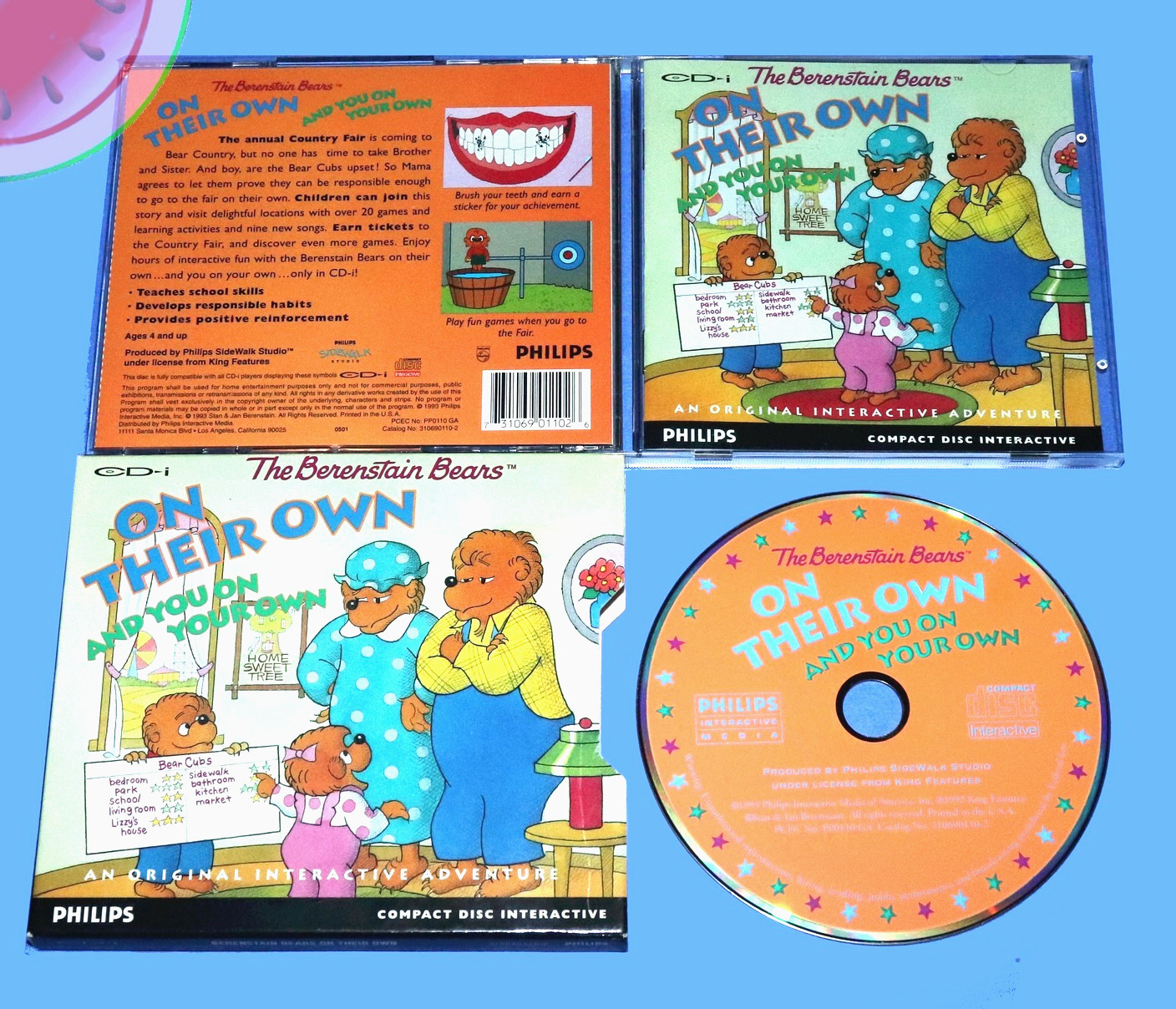 TESTED Philips CD-i THE BERENSTAIN BEARS On Their Own Complete with Slip Sleeve