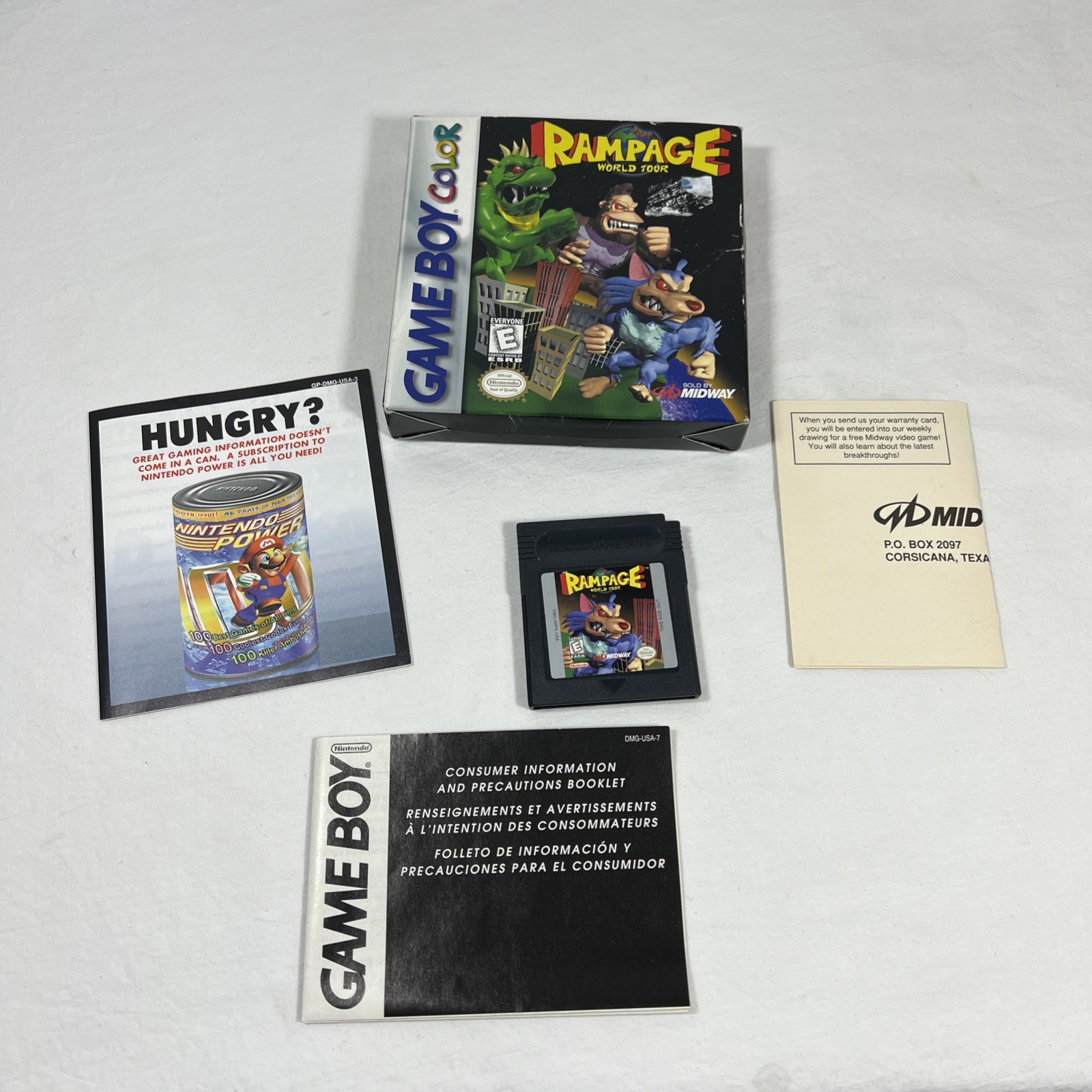 Rampage World Tour – Nintendo Game Boy Color – W/ Box + Inserts