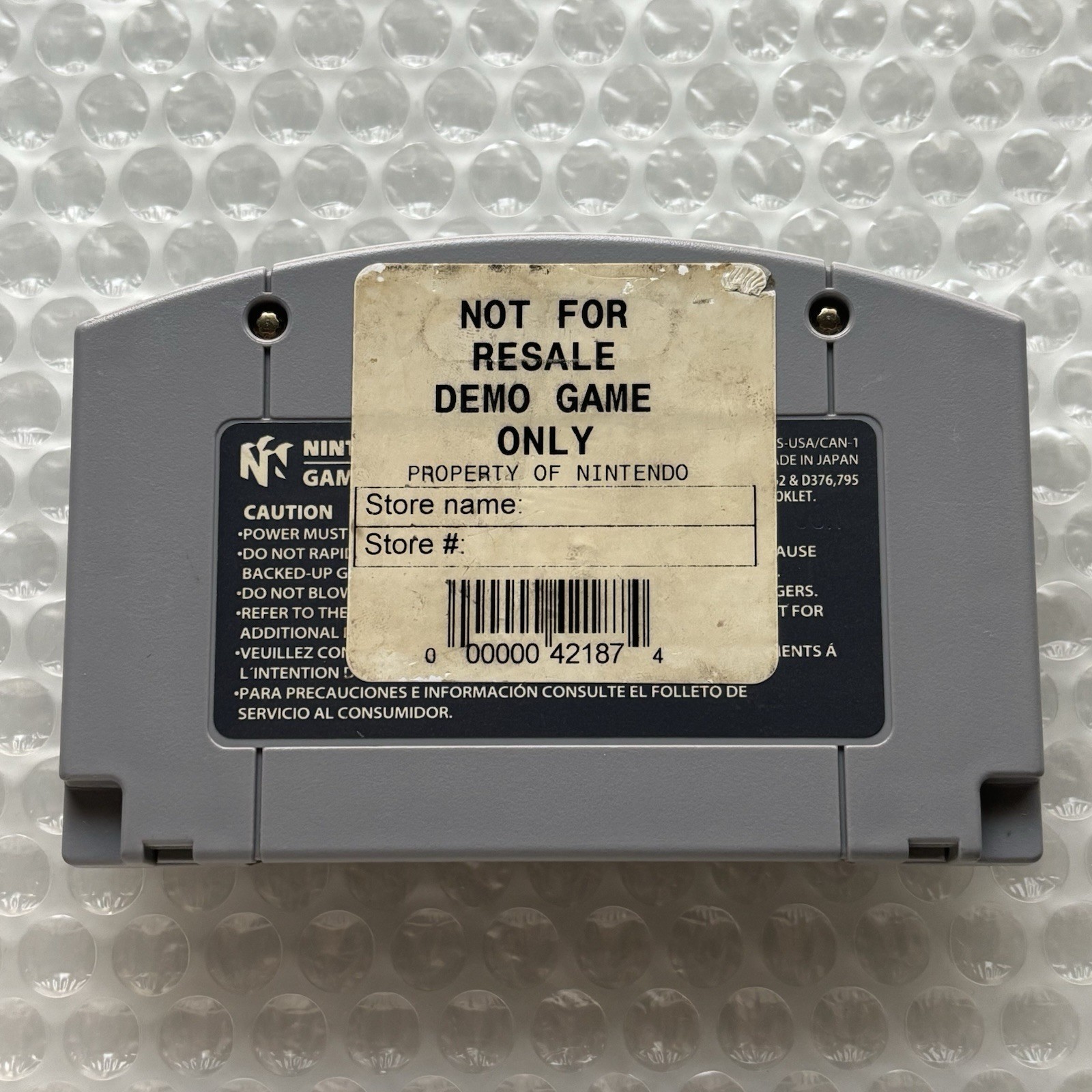 Pokemon Stadium Not For Resale NFR Kiosk Back Sticker Store Demo Nintendo 64 N64