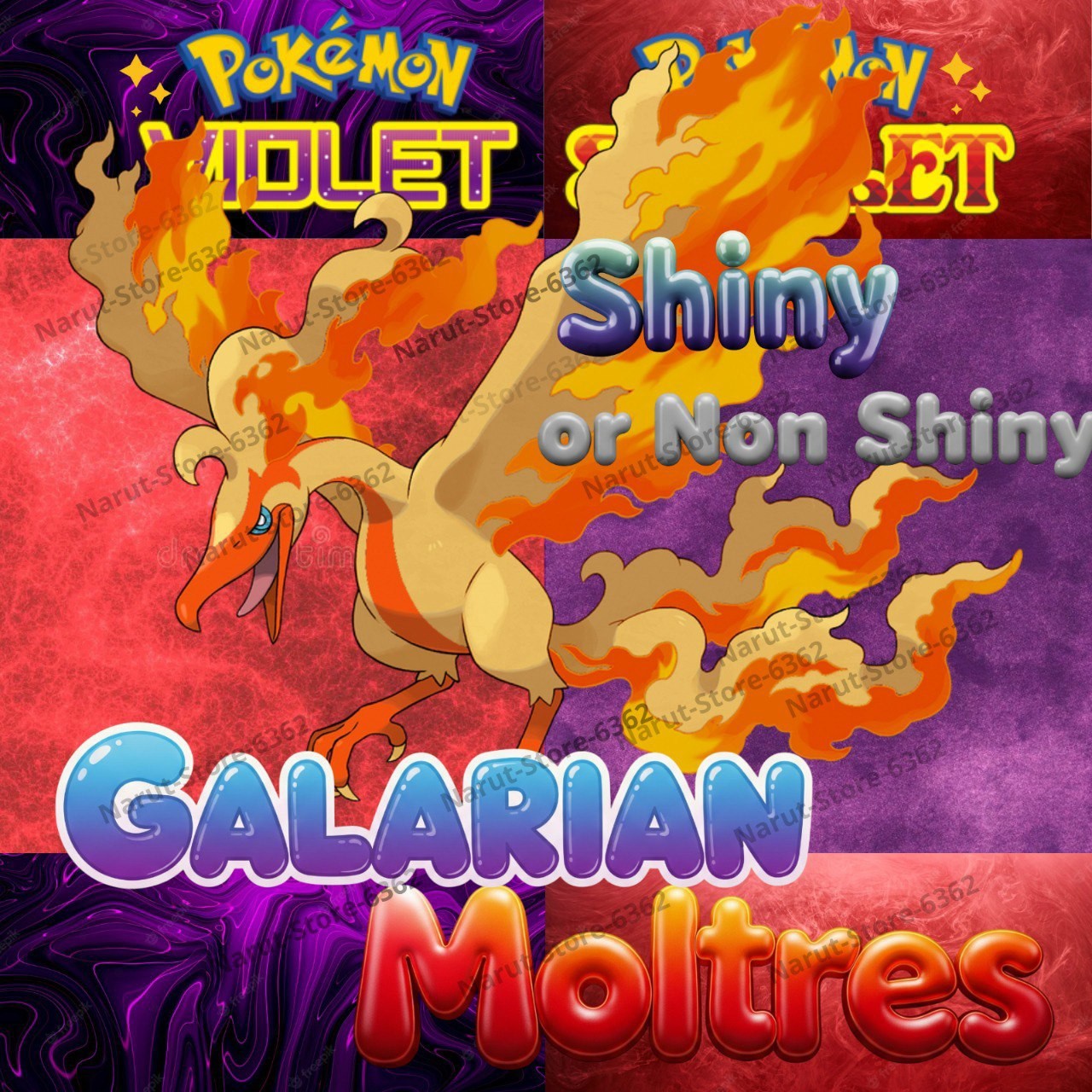 GALARIAN MOLTRES🔥SHINY🔥NON SHINY🔥CUSTOM OR UNTOUCHED POKEMON SCARLET & VIOLET