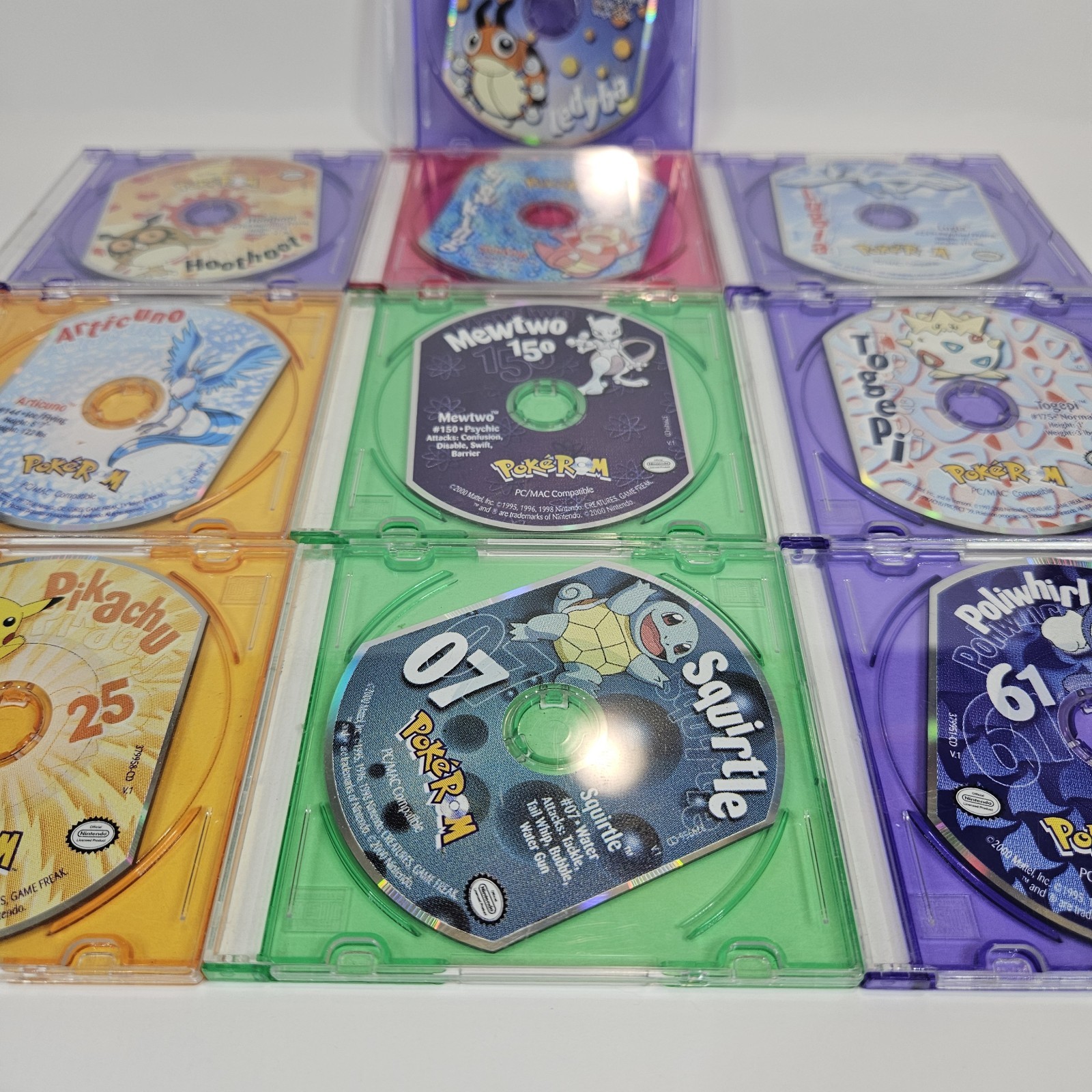 Pokemon Pokerom Lot Of 10 PC/Mac CD-ROM NINTENDO Mattel 2000