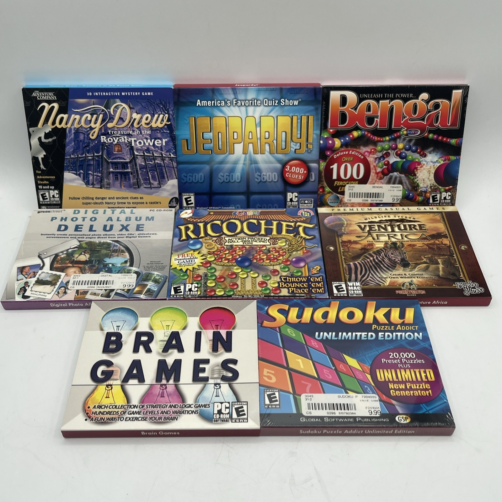 Windows 98 Games Lot PC CD-ROM Software Nancy Drew Wildlife Tycoon Jeopardy