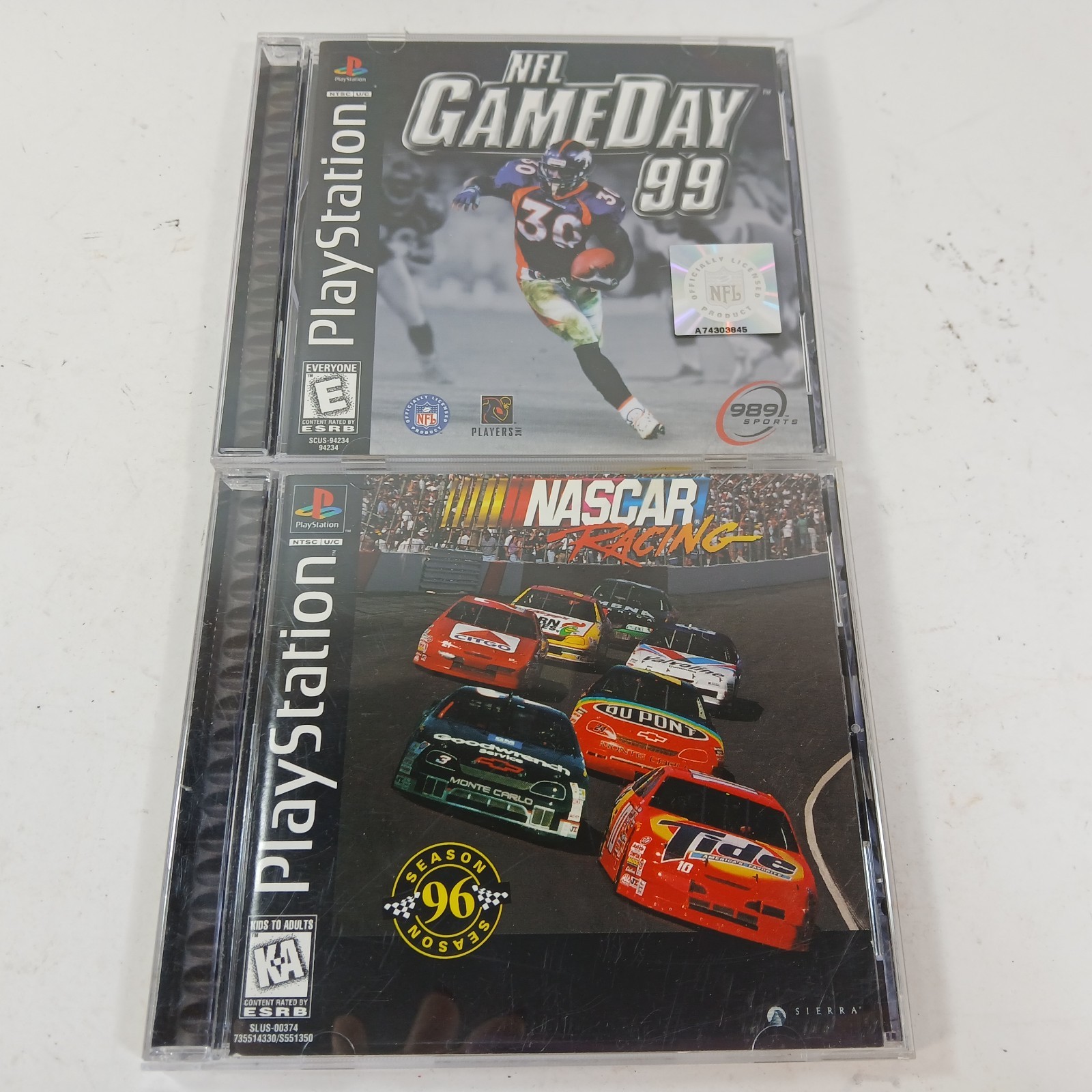 NASCAR Racing 1996 & NFL Game Day 99 (Sony PlayStation 1 PS1) Lot of 2x