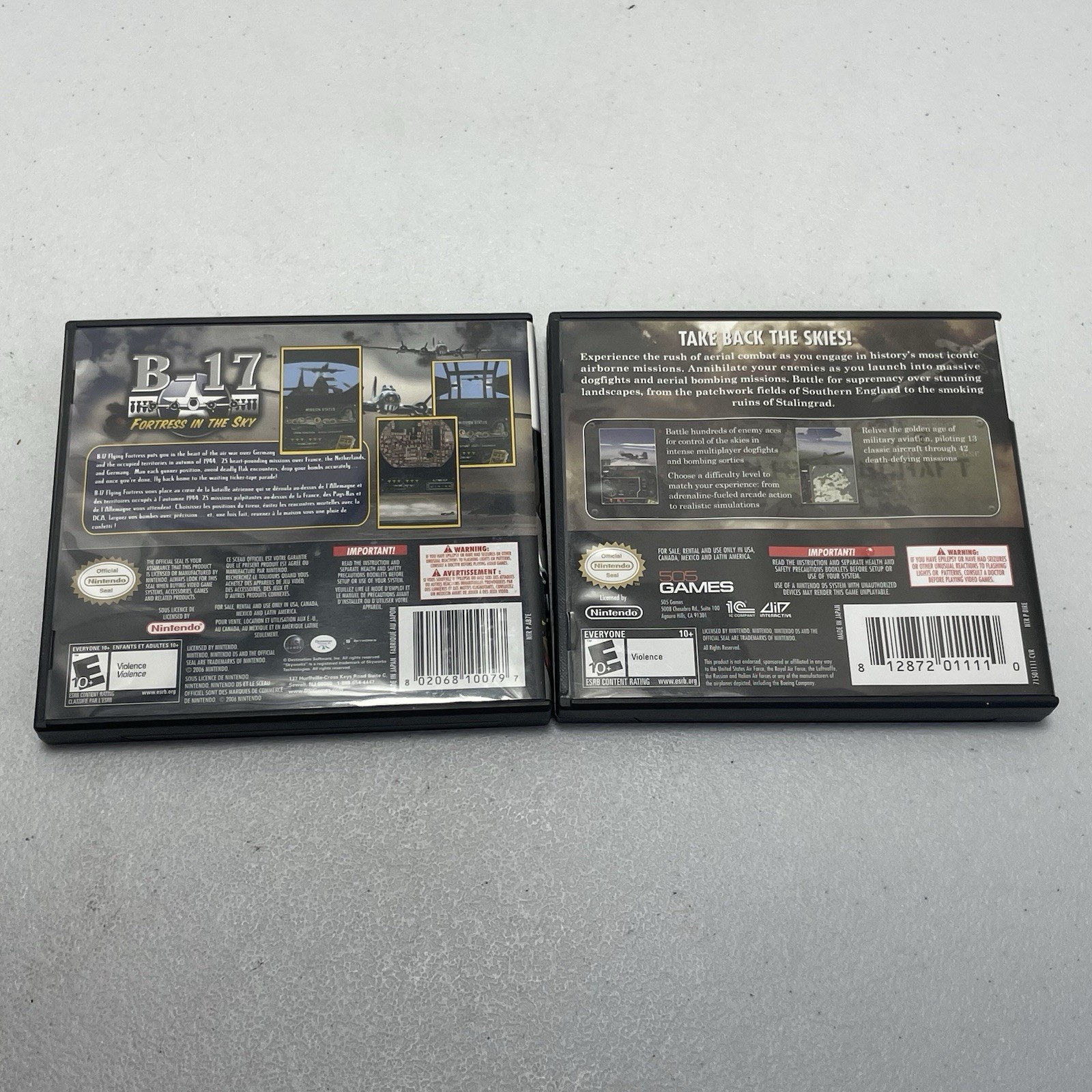 Lot of 2 DS Games – B-17 Fortress in the Sky, & IL 2 Sturmovik Birds of Prey