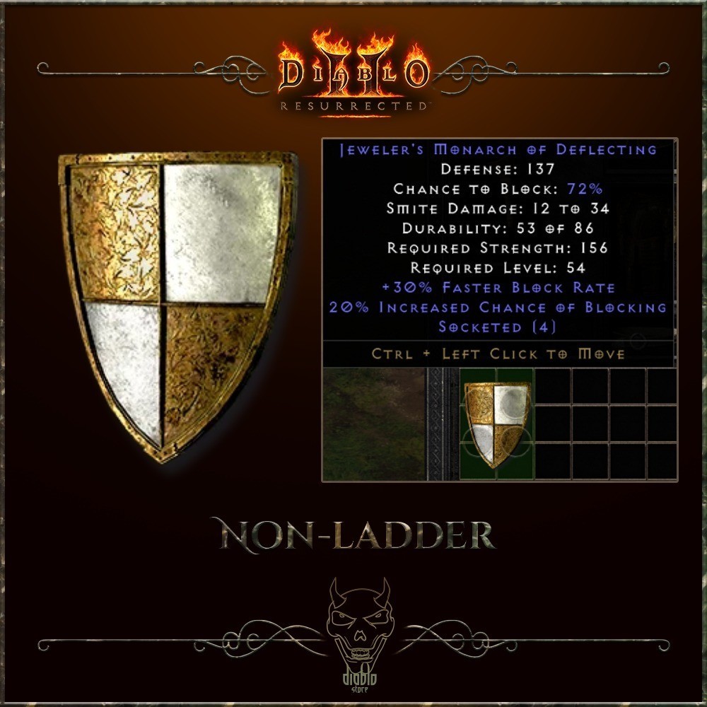 Diablo 2 D2R SC💥Ladder & Non Ladder💥Jmod Jeweler’s Monarch of Deflecting💥PC
