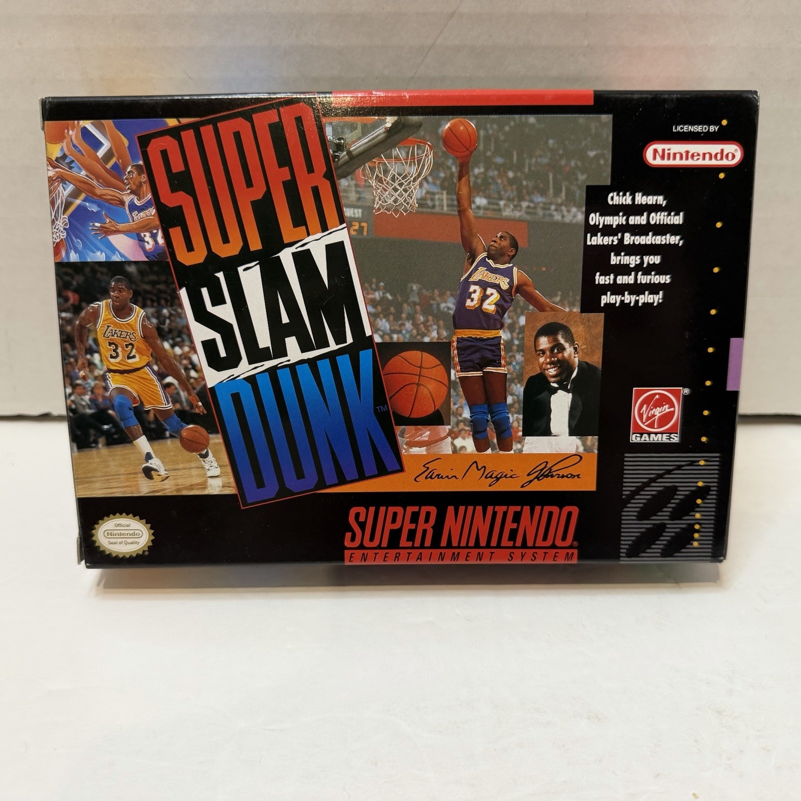 Super Slam Dunk (Super Nintendo Entertainment System, 1993) Game And Box Tested!