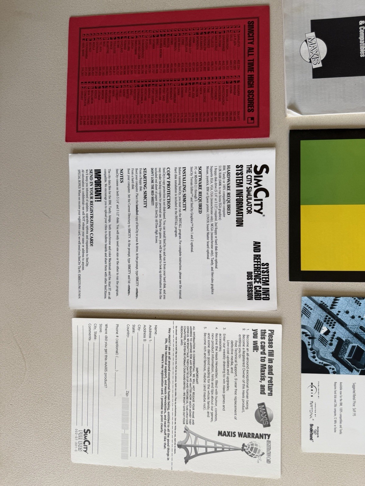1991 Sim City, The City Simulator Game – Maxis IBM/PC Big Box 5.25 Floppy