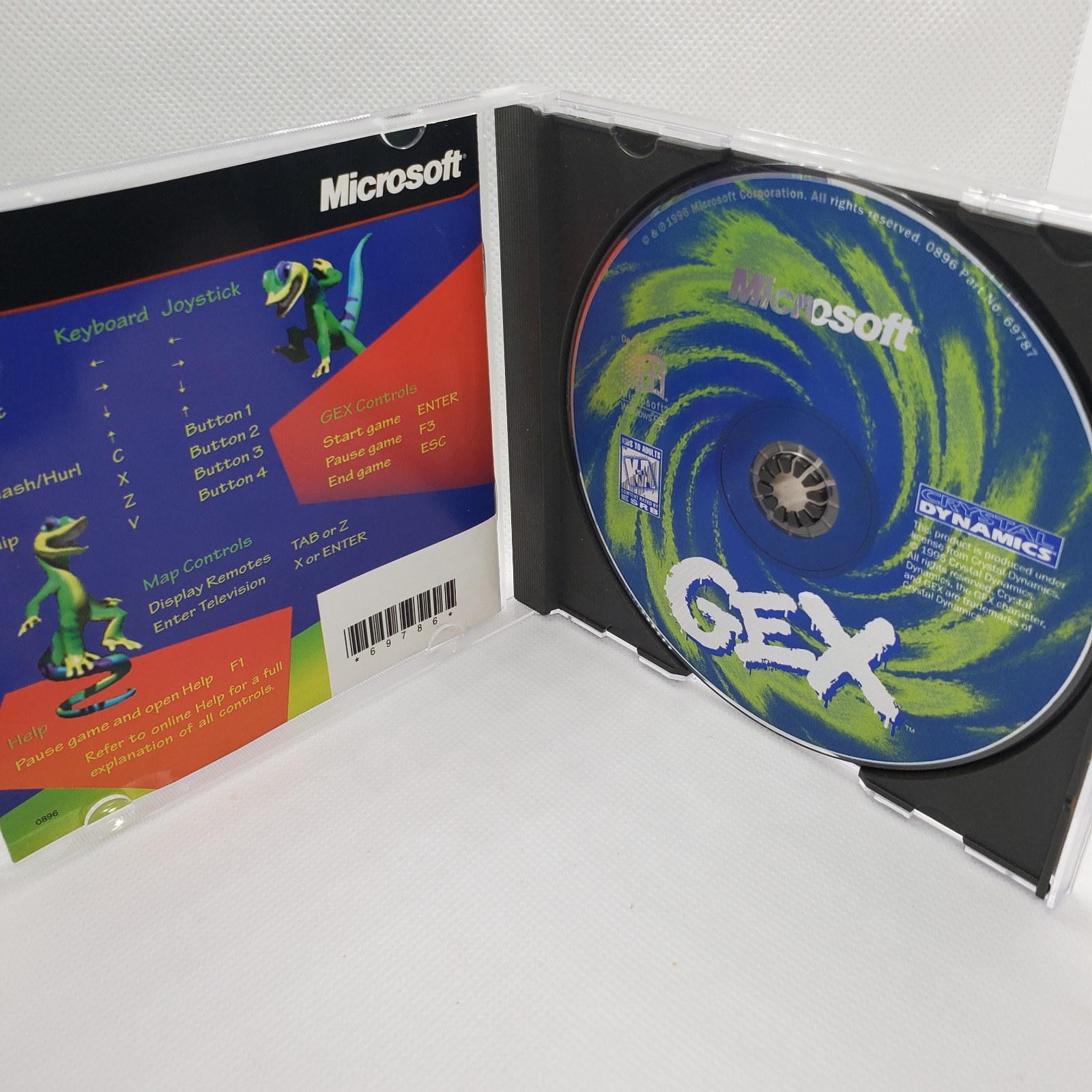 Gex (PC, 1996) Microsoft Windows 95 CD-ROM PC Game, Mint Disc, Manual