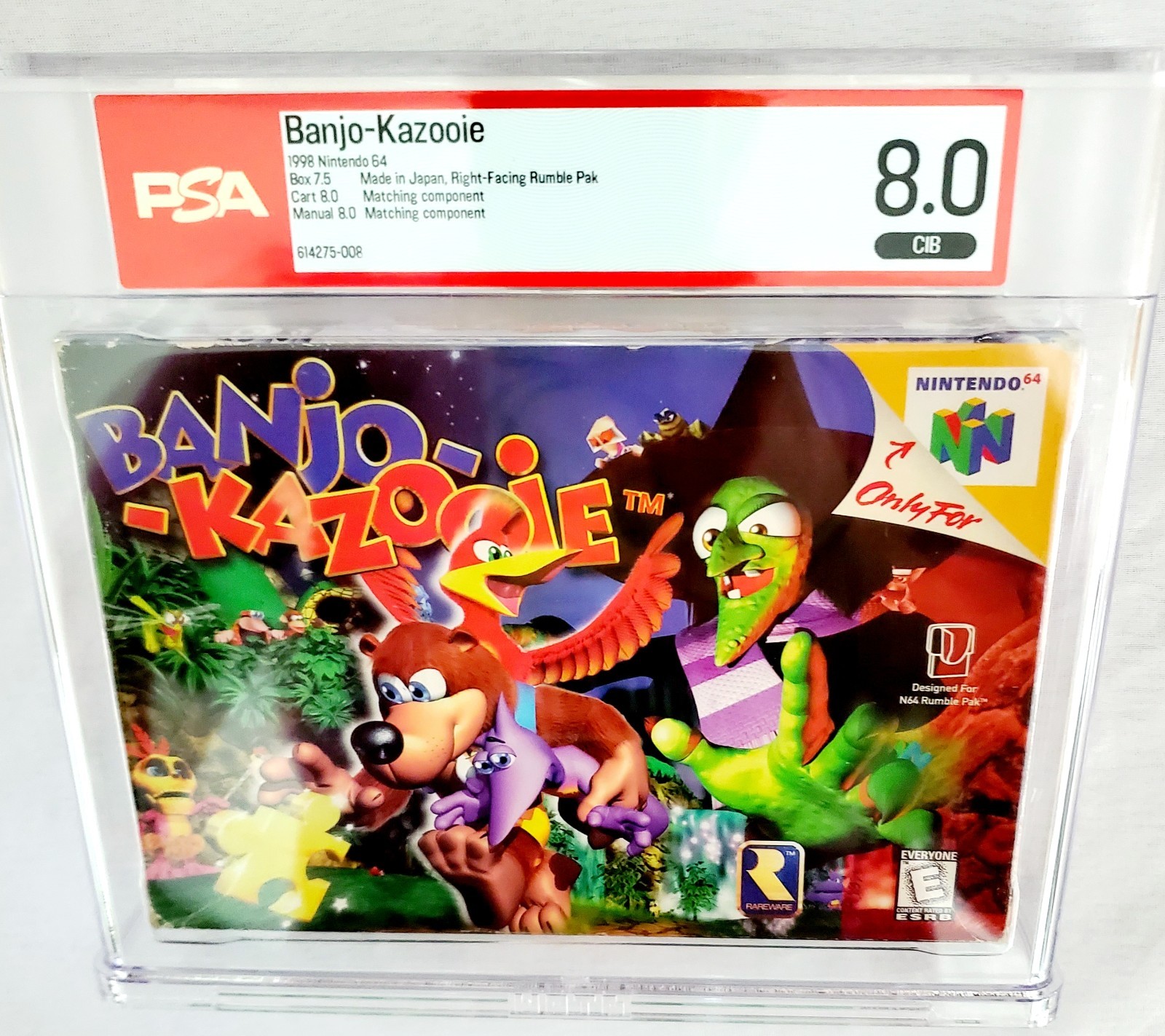 BANJO KAZOOIE N64 WATA PSA 8.0 CIB Complete Box Matching Nintendo 64 1st Print