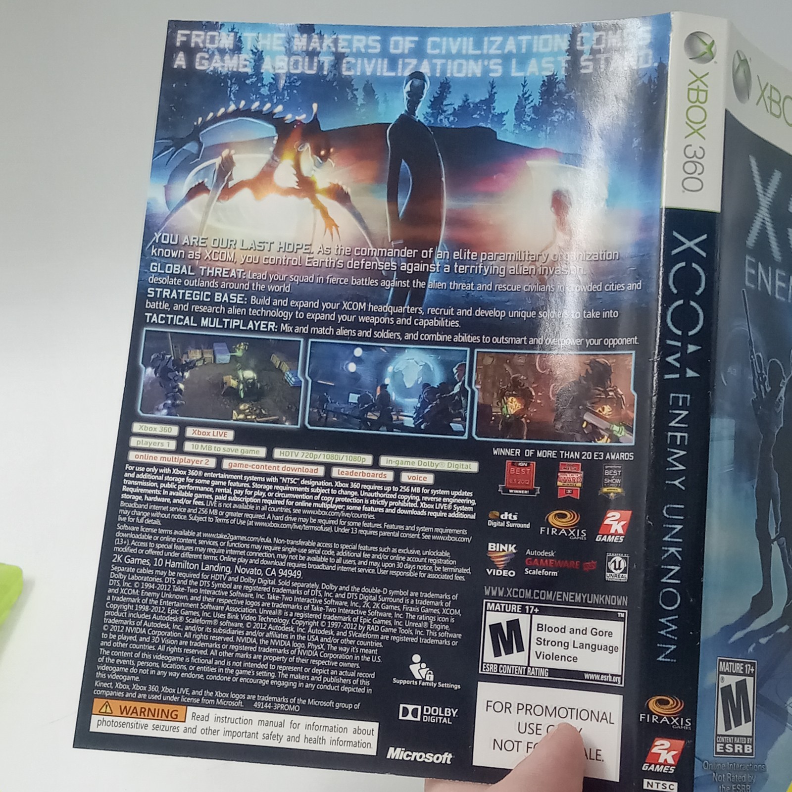 Xbox 360 XCOM Enemy Unkown Promotional Use Only Complete W/ Manual Untested