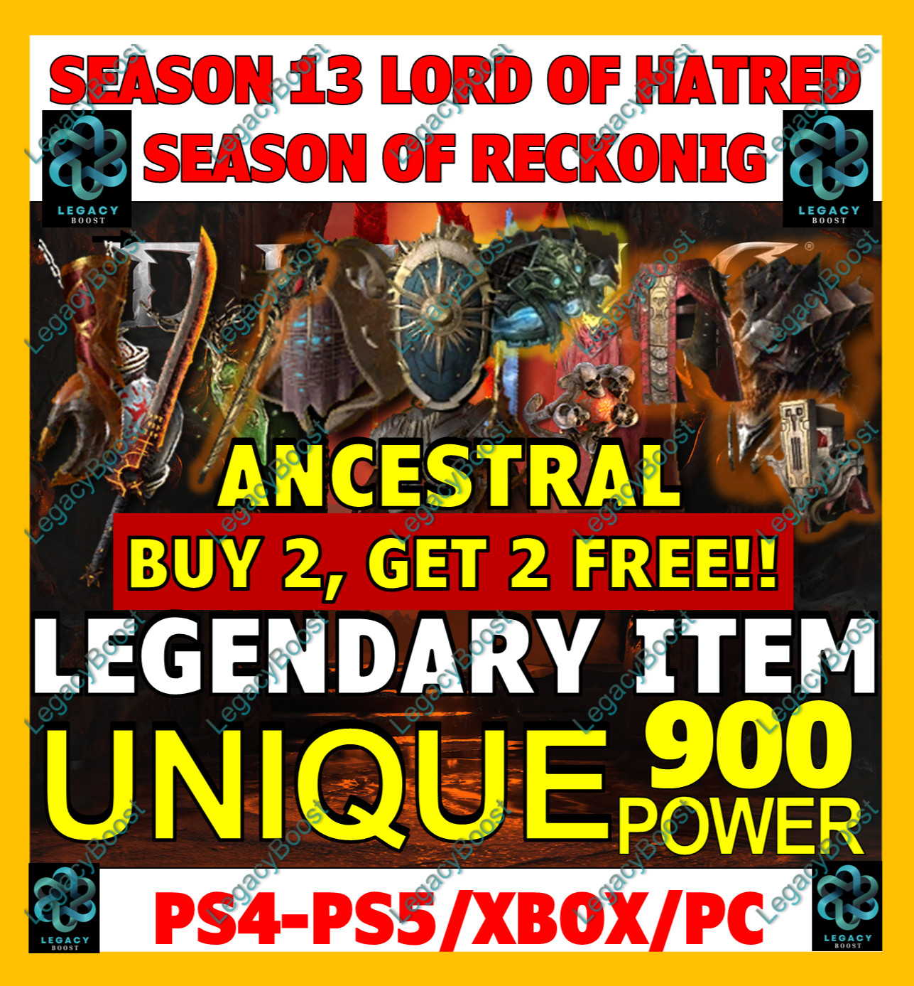 🔥 DIABLO 4 IV✨ALL UNIQUES ITEMS✨ 900✨SEASON 13 LORD OF HATRED✨PC PS XBOX