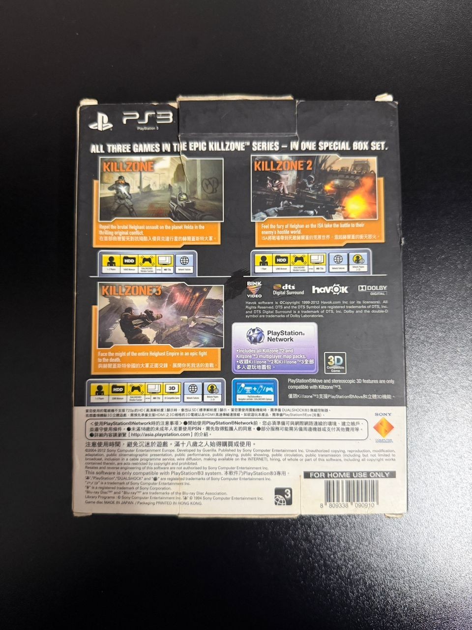 Killzone Trilogy (PS3, 2012) R3 English (Asia Exclusive Big Box Version) USED