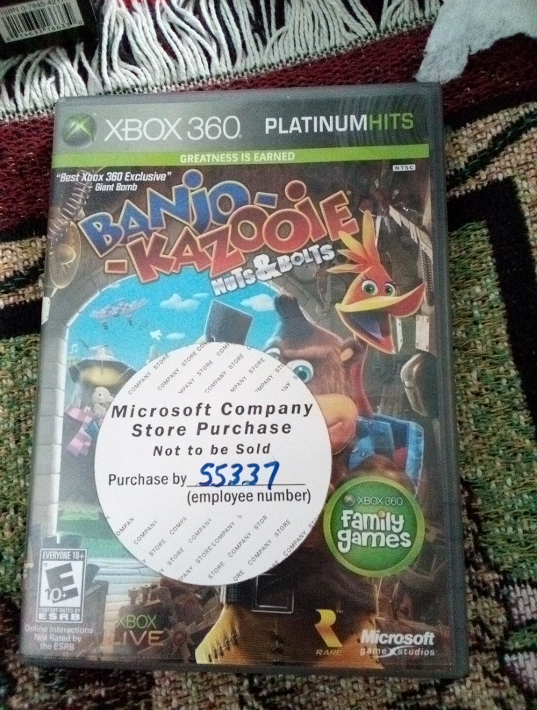 Banjo-Kazooie Nuts & Bolts Microsoft Xbox 360, 2009 Platinum Hits Employee Copy