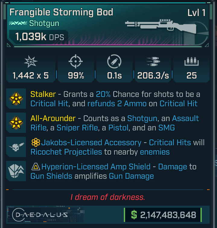 Borderlands 4 • MODDED Pearl • Frangible Bod Shotgun• 1m DPS Lvl 1 • PS PC XB