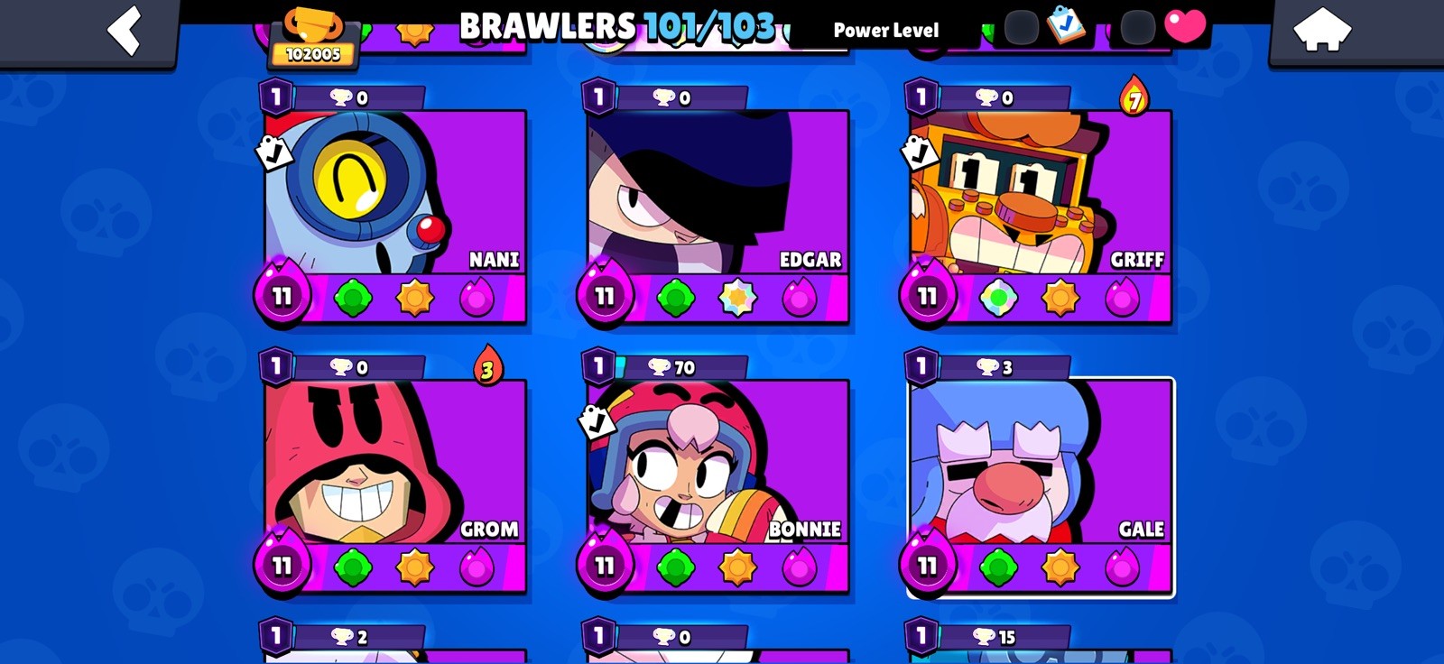 102K TROPHY/All Max Brawler+/90 Hyper+/ 101/103 Brawler/13LEG/17 Mithic/140 Epic