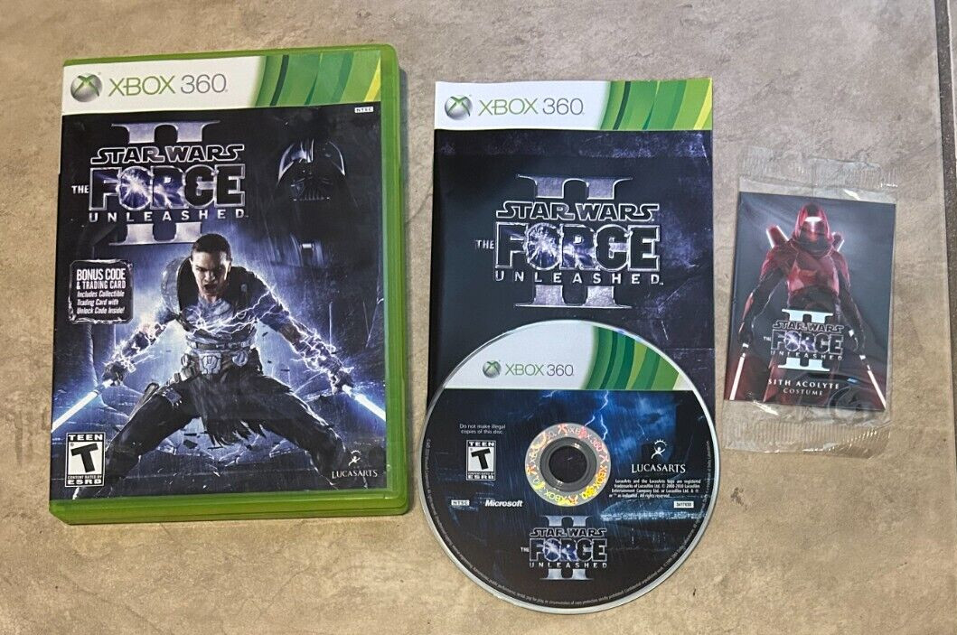 Star Wars Force Unleashed II Xbox 360 Complete w/ Sealed Acolyte Card in case