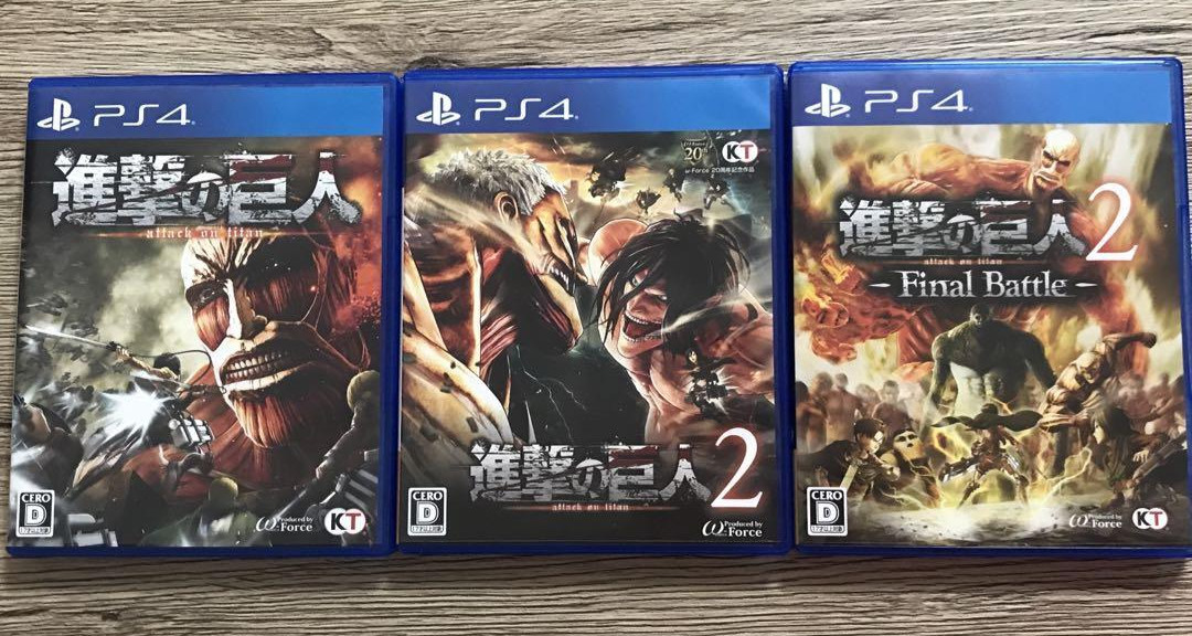 Attack On Titan 1 & 2 & 2 Final Battle Set Sony Playstation 4 U.S. Tax Included