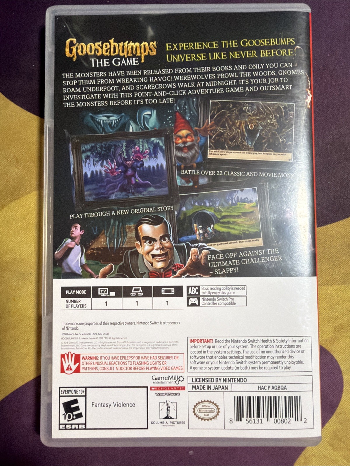 Goosebumps The Game Nintendo Switch 2018 Edition Tested Works. Fast Shipping.