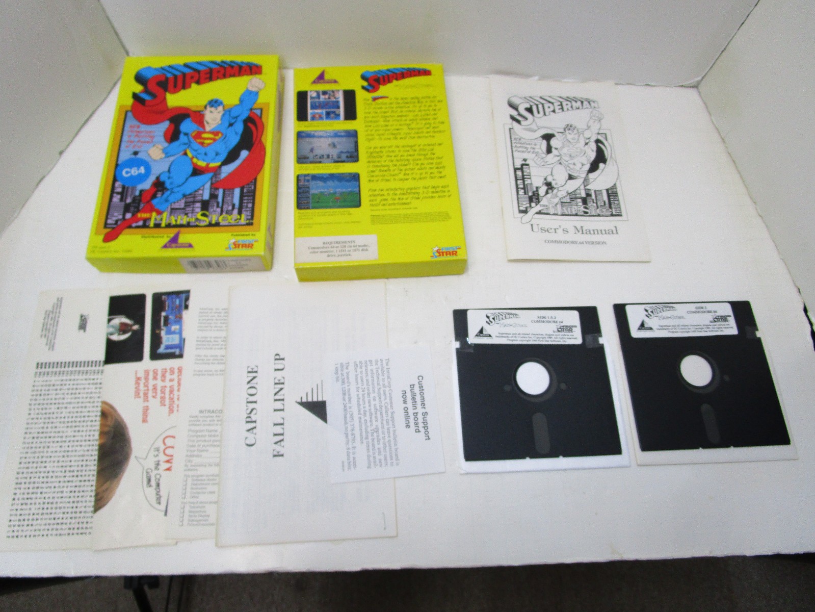 SUPERMAN TMOS FOR COMMODORE GAME BY FIRST STAR CAPSTONE TESTED/WORKING LU53🕹️