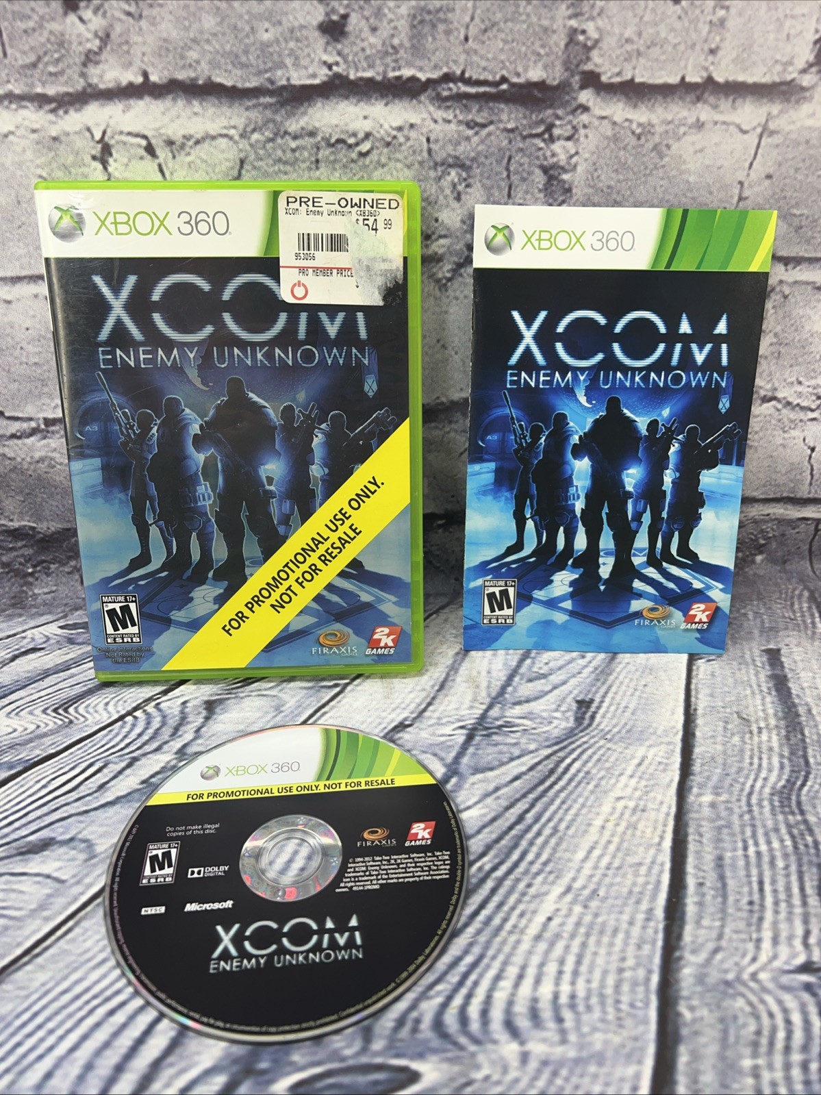 XCOM Enemy Unkown Promotional Use Only Xbox 360 2013 Rare W/Manual And Case