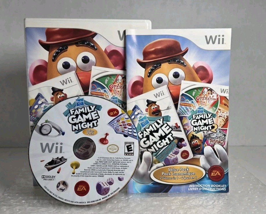 Hasbro Family Game Night Value Pack Niintendo Wii Wii U 2010 Complete In Box CIB