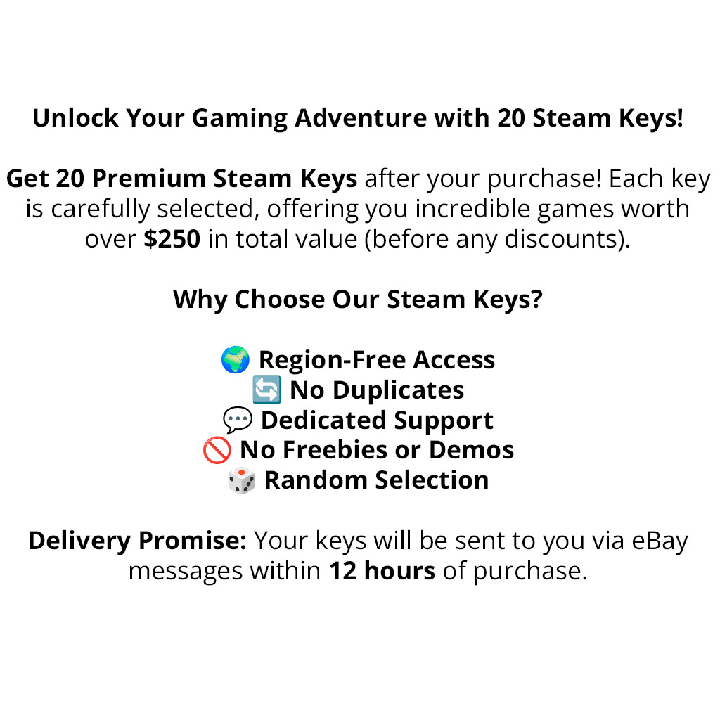 20 Premium Steam Keys | PC Games | $250+ Value | Global & Region-Free