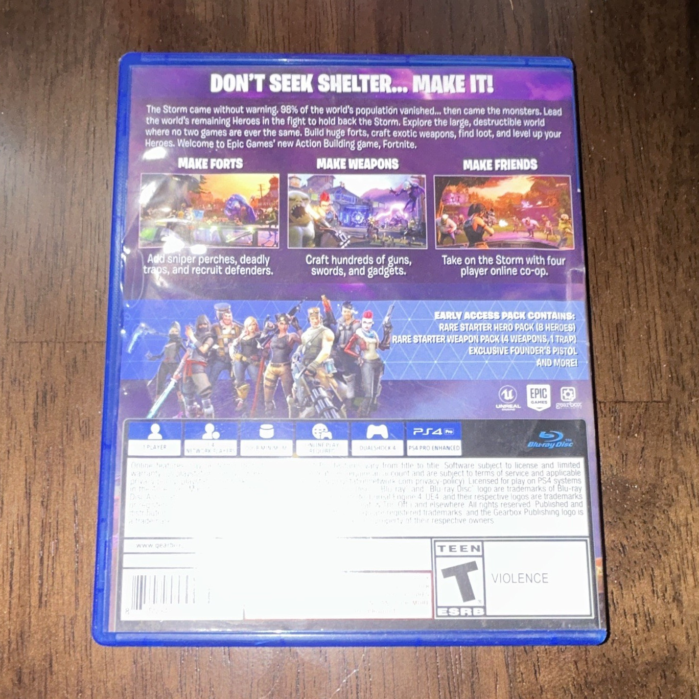 Epic Games Fortnite Early Access Pack PS4 Disc w/ Case, Multiplayer Online