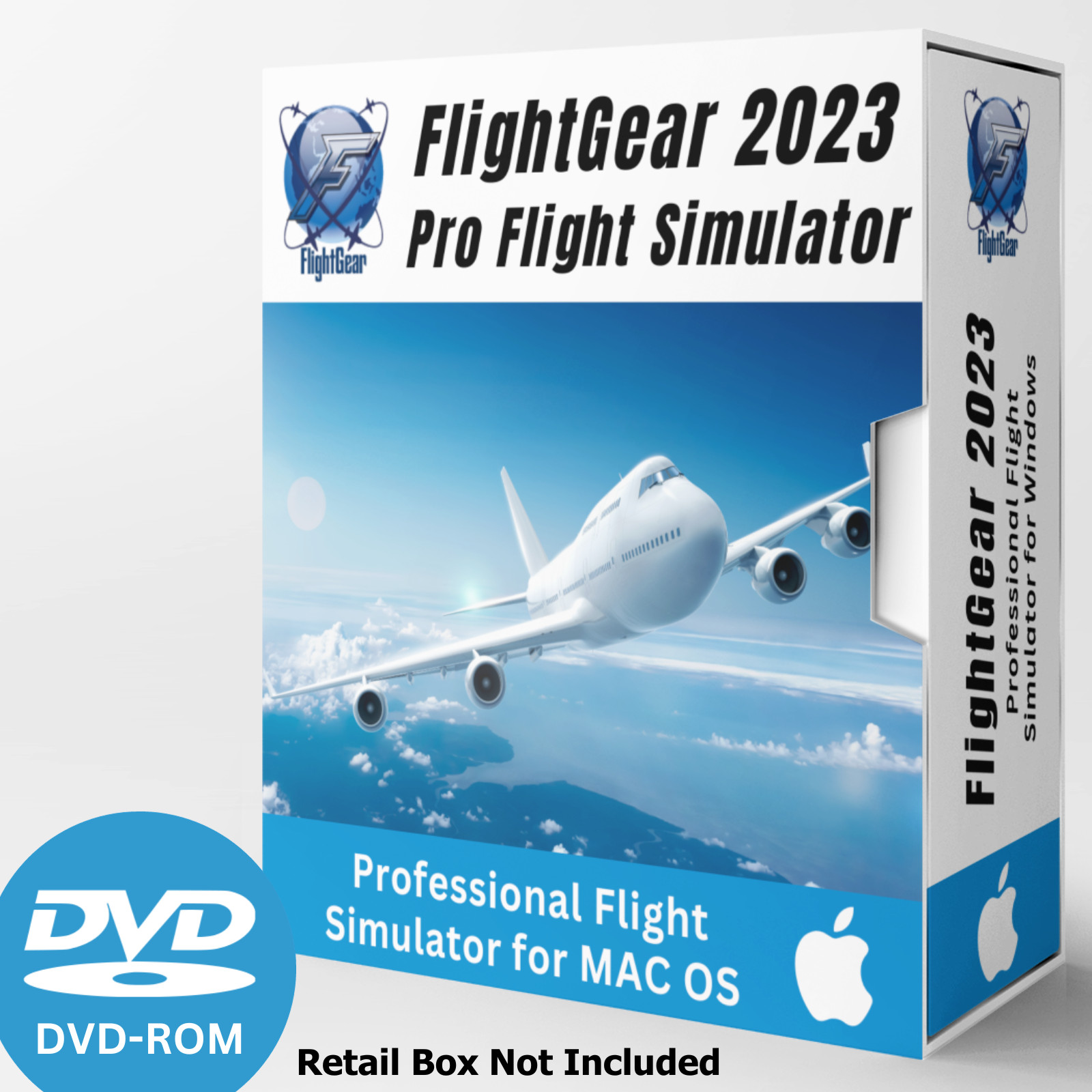 Flight Gear 2023 – Professional Flight Simulator For MAC OS X / Laptop on DVD
