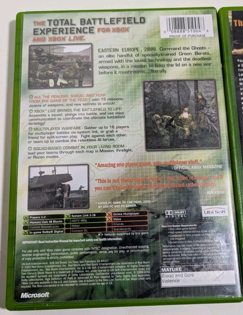 Ghost Recon Advanced Warfighter & First to Fight (Microsoft Xbox) 2 Game Lot CIB