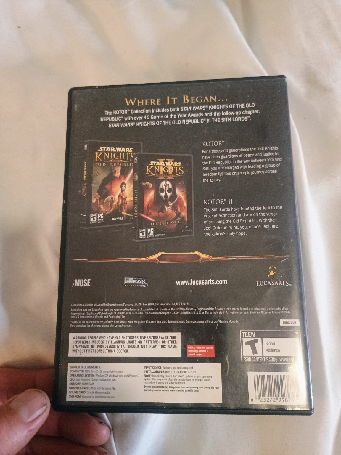 Star Wars Knights Old Republic Collection PC DVD-ROM KOTOR 1 2