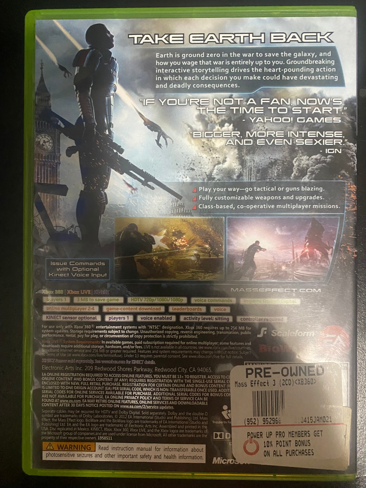 Mass Effect 3 – Microsoft Xbox 360 – EA – Acceptable Condition