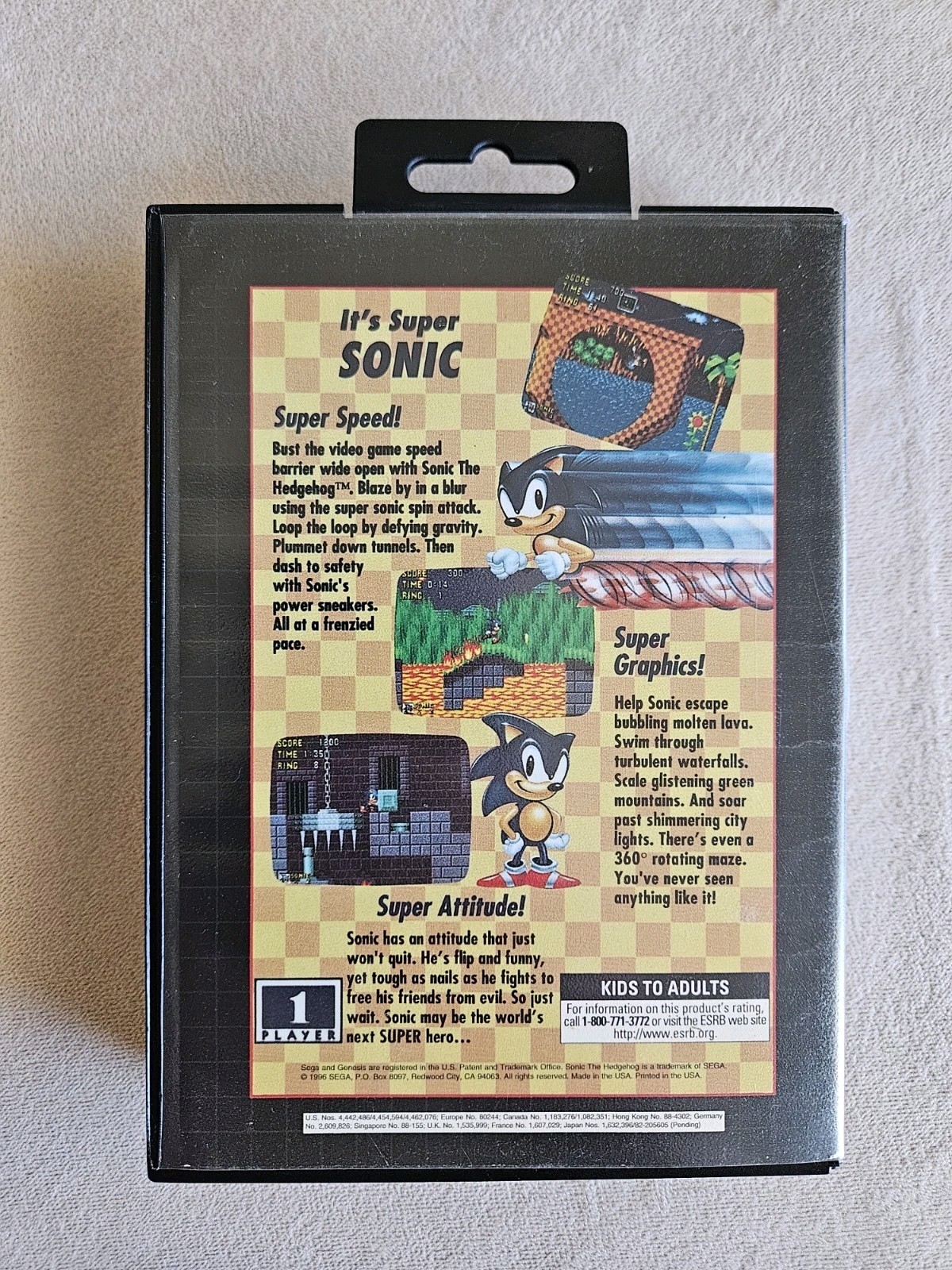 SONIC THE HEDGEHOG ESRB BARCODE K-A VARIANT SEGA GENESIS 100% COMPLETE IN BOX