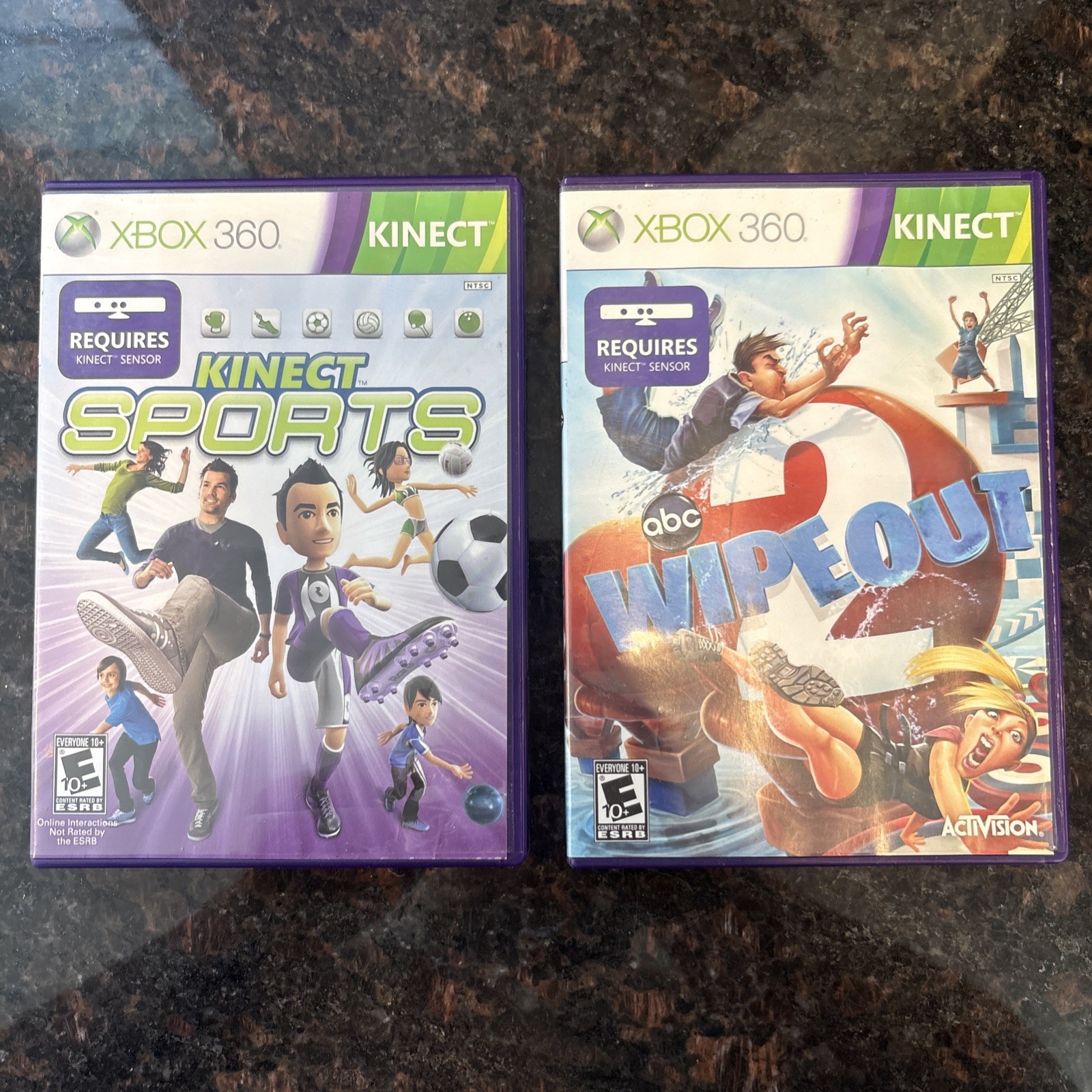 Kinect Sports 1 & Wipe Out XBox 360 Game Lot Tested & Working Requires Sensor