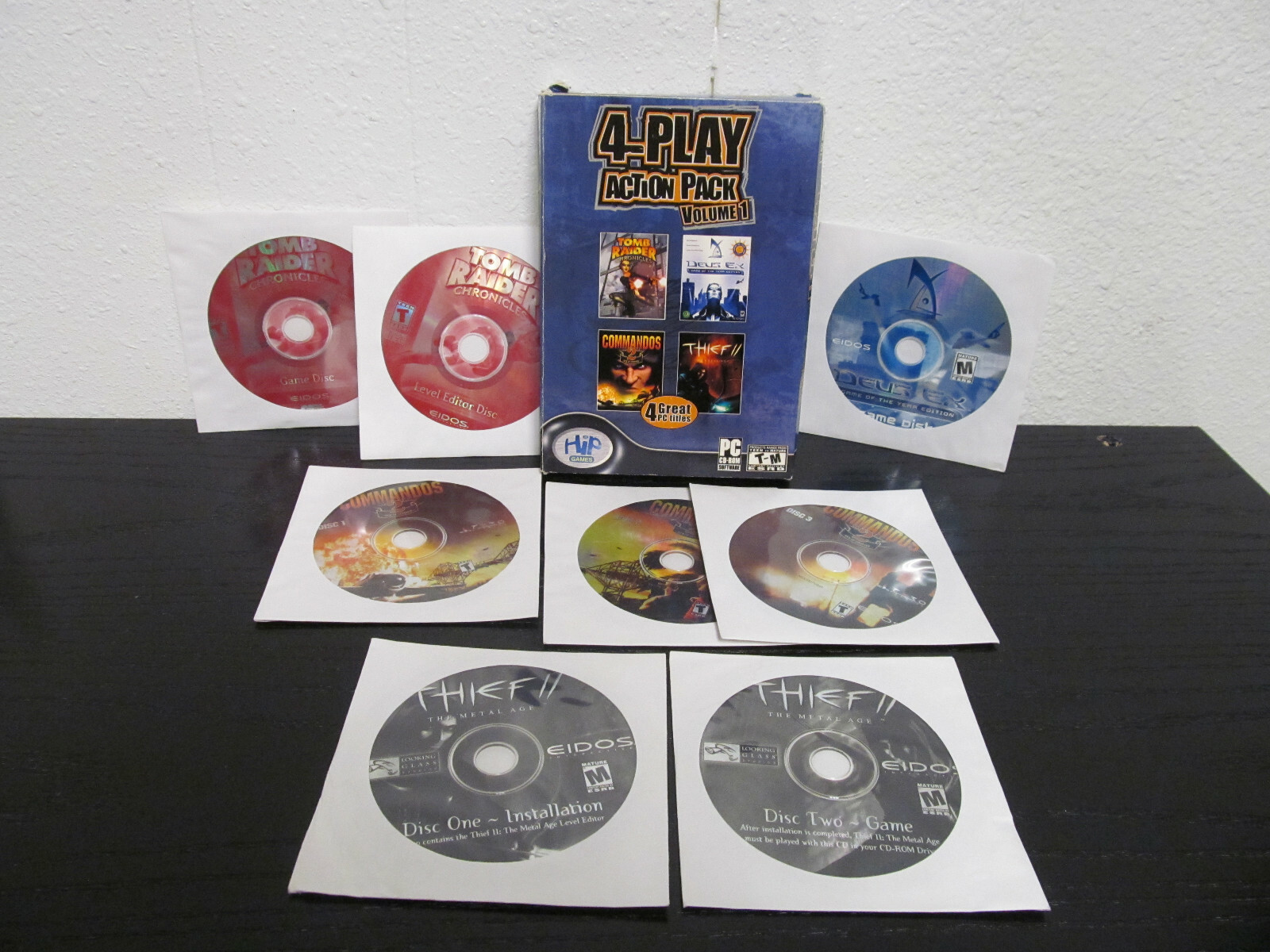 Video Game PC 4-Play Action Pack Volume Deus EX Thief II Commandos 2 Tomb Raider